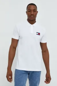 Polo tričko Tommy Jeans bílá barva, s aplikací