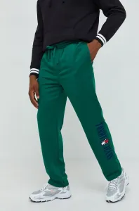 Tepláky Tommy Jeans pánské, zelená barva, jednoduché #4862366