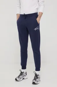 Kalhoty Tommy Jeans pánské, tmavomodrá barva, s aplikací