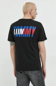 Bavlněné tričko Tommy Jeans černá barva, s potiskem