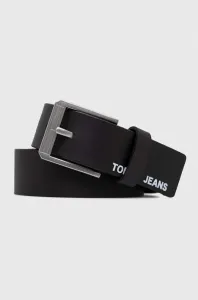 Kožený pásek Tommy Jeans pánský, černá barva