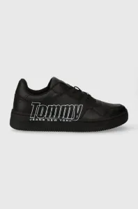 Sneakers boty Tommy Jeans TJM BASKET LOGO černá barva, EM0EM01257