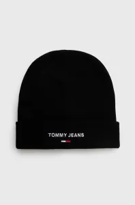 Čepice Tommy Jeans černá barva, z husté pleteniny