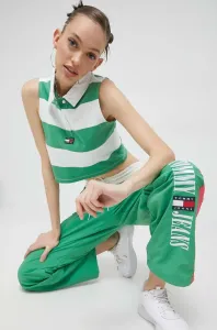 Bavlněný top Tommy Jeans zelená barva