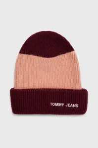 Čepice z vlněné směsi Tommy Jeans vínová barva,