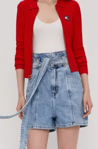 Džínové šortky Tommy Jeans dámské, hladké, high waist