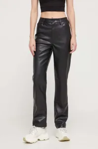 Kalhoty Tommy Jeans dámské, černá barva, jednoduché, high waist