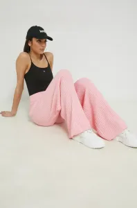 Kalhoty Tommy Jeans dámské, růžová barva, široké, high waist #5027735