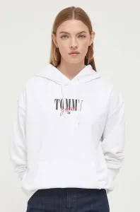 Mikina Tommy Jeans dámská, bílá barva, s kapucí, s potiskem #5973078