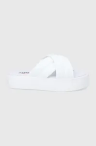 Pantofle Tommy Jeans dámské, bílá barva, na platformě #1987083