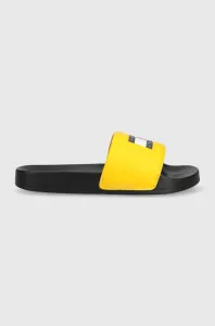 Pantofle Tommy Jeans en0en02063 wmns print pool slide dámské, žlutá barva