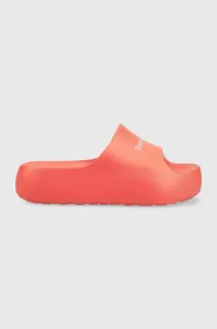 Pantofle Tommy Jeans TJW CHUNKY FLATFORM dámské, oranžová barva, na platformě, EN0EN02438