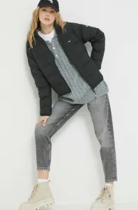 Péřová bunda Tommy Jeans dámská, černá barva, přechodná #5943368