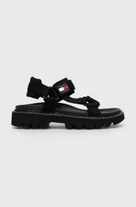 Sandály Tommy Jeans dámské, černá barva, na platformě #4699130