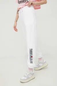 Tepláky Tommy Jeans dámské, bílá barva, s aplikací #4137191