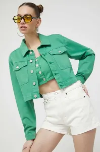 Džínová bunda Tommy Jeans dámská, zelená barva, přechodná #4870037