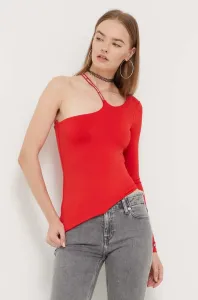 Tričko s dlouhým rukávem Tommy Jeans červená barva