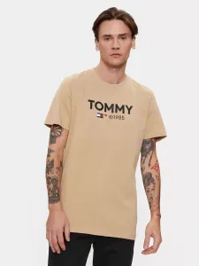 Tommy Jeans pánské béžové tričko - M (AB0) #6081317