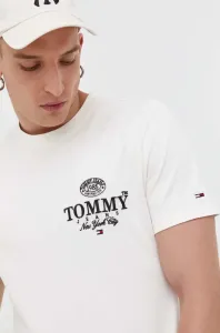 Bavlněné tričko Tommy Jeans béžová barva, s aplikací #5620498