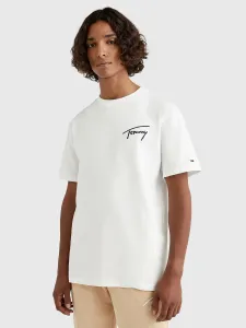 Tommy Jeans pánské bílé tričko SIGNATURE - XL (YBR)