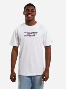 Tommy Jeans pánské bílé tričko - XL (YBR) #4540501