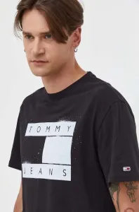 Tommy Jeans pánské černé triko SPRAY FLAG  - S (BDS)