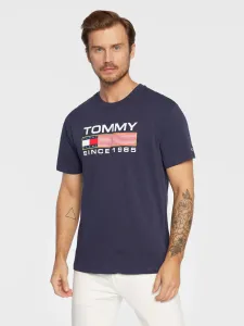 Bavlněné tričko Tommy Jeans tmavomodrá barva, s potiskem