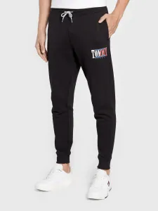 Bavlněné tepláky Tommy Jeans černá barva, s potiskem
