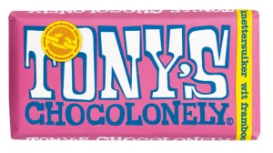 Tony’s Chocolonely Bílá čokoláda, maliny a praskající cukr 180 g #1162142