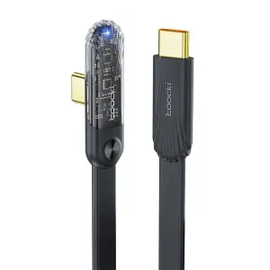 Úhlový kabel USB-C na USB-C Toocki, 1 m, 100 W (černý)