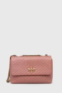 Kožená kabelka Tory Burch růžová barva
