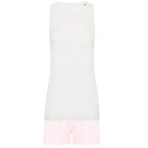 Towel City Dámské krátké pyžamo v setu - Bílá / růžová | L #3799162
