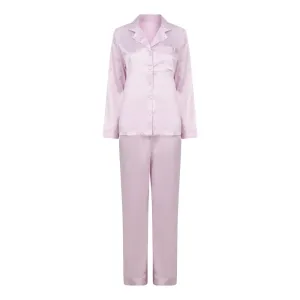 Towel City Dámské saténové pyžamo dlouhé - Světle růžová | XL/XXL #3804865