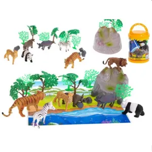 Figurky divokých safari zvířat 7 ks + příslušenství