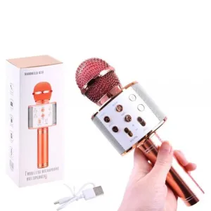 Bezdrátový karaoke mikrofon s reproduktorem - zlatá