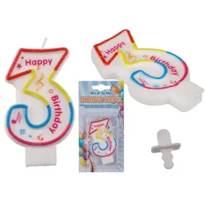 Narozeninová svíčka Happy Birthday ve tvaru 3