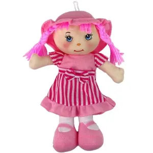 Růžová látková panenka 28 cm