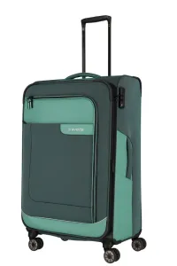 Travelite Látkový cestovní kufr Viia 4w L Green 91/103 l