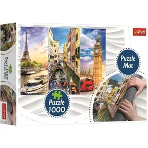 Trefl Puzzle Koláž měst Paříž-Benátky-Londýn 1000 dílků + Podložka pod puzzle