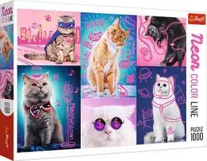 Trefl Puzzle Neon Color Line Super kočky 1000 dílků