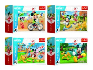 TREFL -  Mini puzzle 54 dílků Mickey Mouse Disney/ Den s přáteli 4 druhy