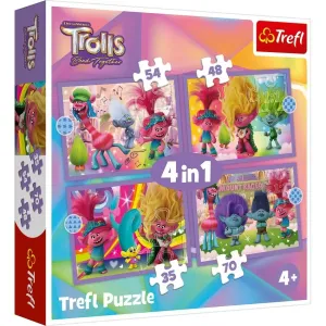 TREFL -  Puzzle 4v1 - Dobrodružství barevných Trollů / Universal Trolls 3 (2023)