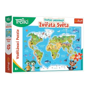TREFL - Vzdělávací puzzle 48 dílků - Treflíci poznávají zvířata světa CZ / Trefl