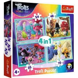 Trefl Puzzle Trollové 2: Světové turné 4v1 (35,48,54,70 dílků)