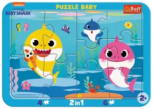 Trefl Baby puzzle Baby Shark Šťastní žraloci 2 v 1, 10 dílků