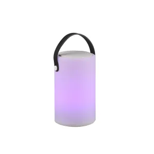 Venkovní stolní lampa bílá dobíjecí s RGB a reproduktorem - Stephan