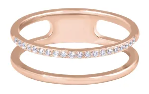 Troli Dvojitý minimalistický prsten z oceli Rose Gold 55 mm