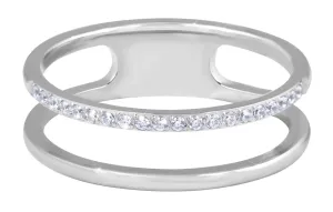Troli Dvojitý minimalistický prsten z oceli Silver 57 mm