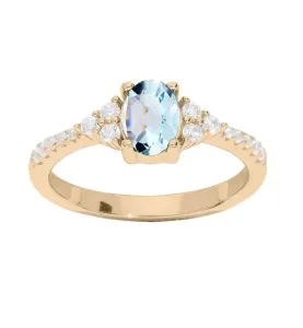 Troli Krásný pozlacený prsten s topazem a zirkony PO/SRC0203TZ 50 mm