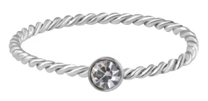 Troli Něžný kroucený prsten z oceli s čirým zirkonem Silver 52 mm